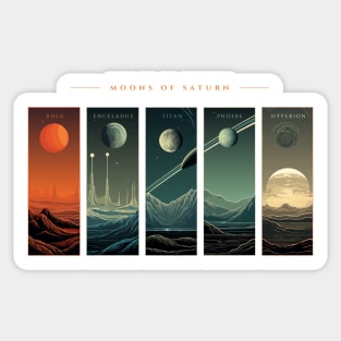 Saturn Moons, Space Exploration Cosmos Planet Art Sticker